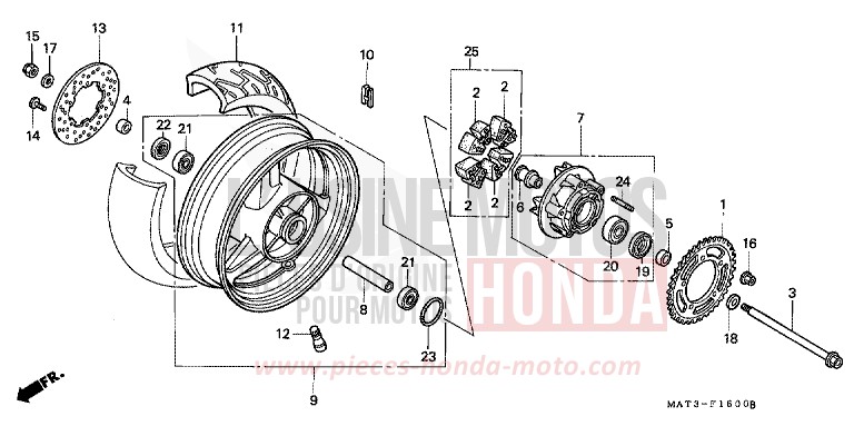 REAR WHEEL for Super Blackbird CANDY TAHITIAN BLUE (PB215) from 2003